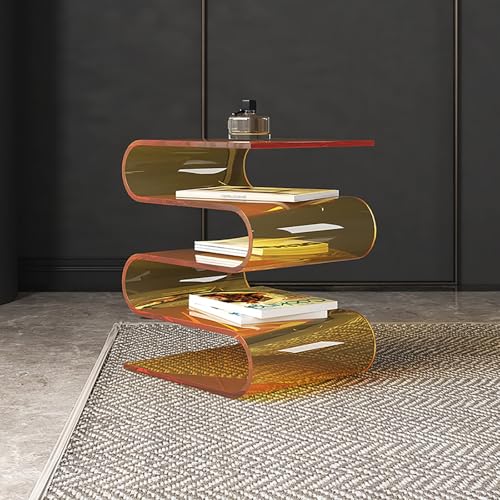 Couchtisch aus Acryl mit S-förmigem Design, transparentes Bücherregal und Zeitschriftenhalter für Wohnzimmer und Schlafzimmer Couchtisch aus Acryl mit S-förmigem Design, transparentes Bücherregal und Zeitschriftenhalter für Wohnzimmer und Schlafzimmer von Generisch