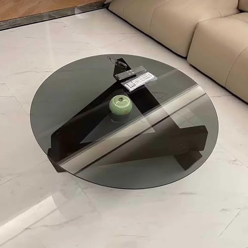 Couchtisch aus Glas, runder Massivholzrahmen mit Tischplatte aus gehärtetem Glas für Wohnzimmer Couchtisch aus Glas, runder Massivholzrahmen mit Tischplatte aus gehärtetem Glas für Wohnzimmer von Generisch