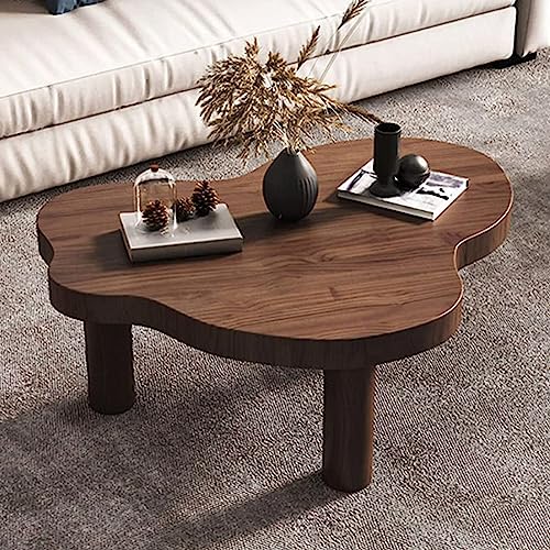 Couchtisch aus Massivholz, unregelmäßiges Design mit runden Ecken und 3 Beinen, moderner dicker Beistelltisch für Wohn- und Schlafzimmer-Dekor von Generisch