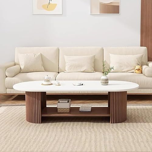 Couchtisch aus Massivholz für Wohnzimmer, rechteckig, Eiche, Mitteltisch mit Ablage, moderner Akzent und Cocktailtisch für Heimdekoration von Generisch