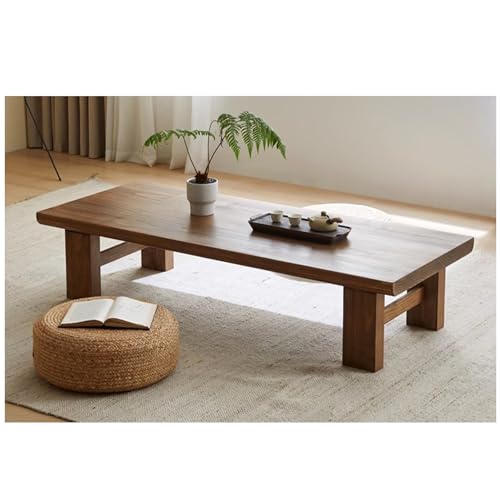 Couchtisch aus Massivholz im japanischen Stil, niedriger Zen-Tisch, wasserdichter Balkon-Teetisch mit stabilen Beinen, langer Bodentisch (80 x 50 x 38 cm, Farbe A) von Generisch