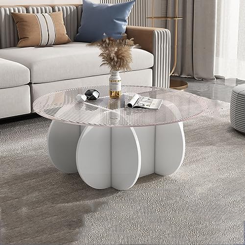 Couchtisch – runde Glasplatte mit Massivholzsockel – stilvoller Mitteltisch für Wohnzimmer und Terrasse – klares gehärtetes Glas – Eiche und graue Oberfläche Couchtisch – runde Glasplatte mit Massivholzsockel – stilvoller Mitteltisch für Wohnzimmer und Terrasse – klares gehärtetes Glas – Eiche und graue Oberfläche von Generisch