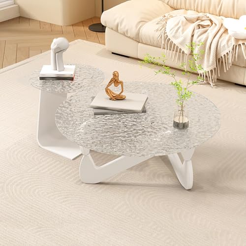 Couchtische 2er-Set, moderne runde Glastische mit dreieckigen Halterungsbeinen, Mehrzweck-Beistelltische für Wohnzimmer, Schlafzimmer, Balkon Couchtische 2er-Set, moderne runde Glastische mit dreieckigen Halterungsbeinen, Mehrzweck-Beistelltische für Wohnzimmer, Schlafzimmer, Balkon von Generisch
