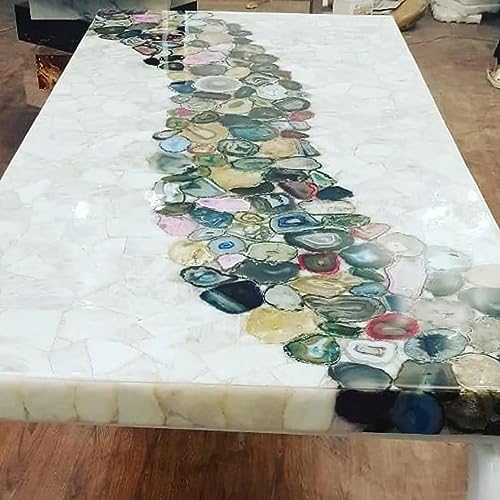 Couchtischplatte aus weißem Achat I Achat-Terrassentischplatte I Weiße Tischplatte I Epoxidplatte I Küchenplatte aus Achat I Edelstein-Badregal 76,2 x 76,2 cm Couchtischplatte aus weißem Achat I Achat-Terrassentischplatte I Weiße Tischplatte I Epoxidplatte I Küchenplatte aus Achat I Edelstein-Badregal 76,2 x 76,2 cm von Generisch