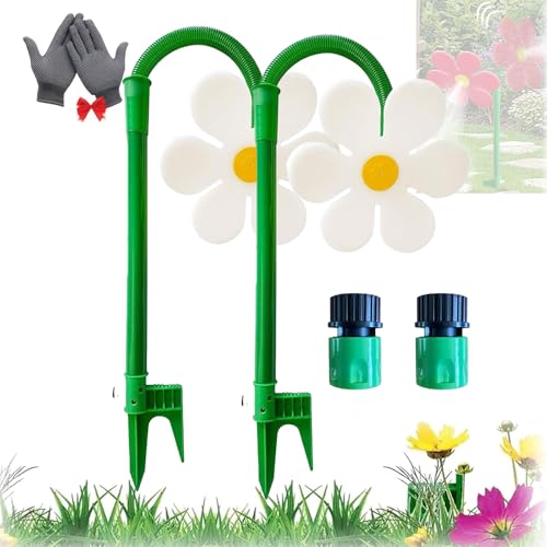 Crazy Daisy Sprinkler, Crazy Daisy Water Sprinkler, Flower Sprinklers, 360° Rotating Moving Dancing Flower Sprinklers, Fun Irrigation Tool for Yard Watering Kids & Pets Playing (2pcs-White) von Generisch