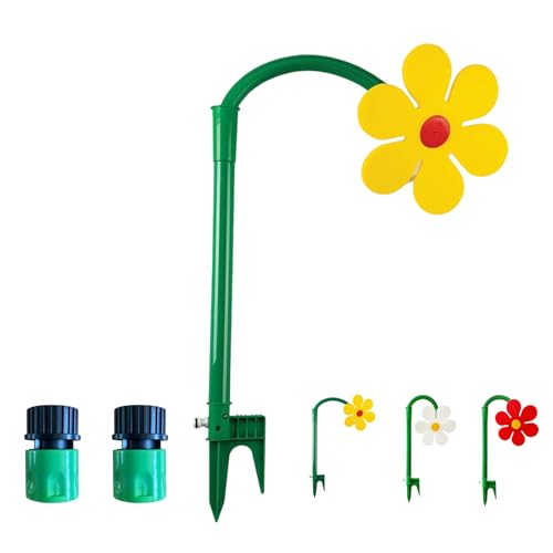 Crazy Daisy Sprinkler - 360° Rotating Dancing Flower Water Sprinkler for Lawn & Garden, Fun Irrigation Tool for Yard Watering Kids, Sturdy Plastic Base (Yellow) von Generisch