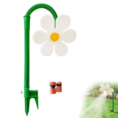 Crazy Dancing Daisy Sprinkler with Stake, Funny Sun Flower Dancing Daisy Lawn Sprinkler, 360° Rotating Flower Water Spray, for Yard Watering Pets Play (White,4/6 Connector) von Generisch