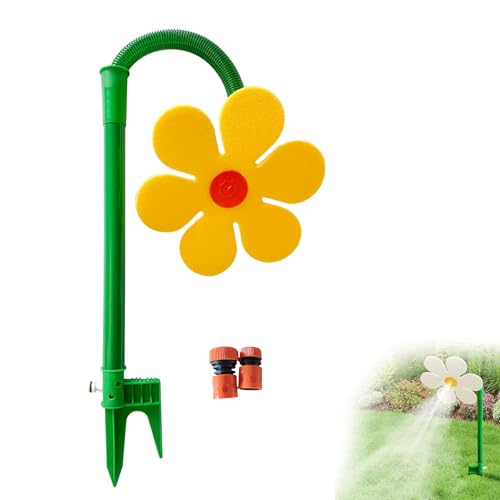 Crazy Dancing Daisy Sprinkler with Stake, Funny Sun Flower Dancing Daisy Lawn Sprinkler, 360° Rotating Flower Water Spray, for Yard Watering Pets Play (Yellow,4/6 Connector) von Generisch