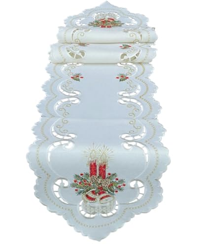 Creme farbene Weihnachtsdecke Tischläufer Tischdecke Mitteldecke Tischband (ca. 30x160 cm) von Generisch