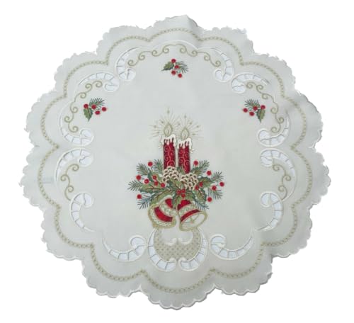 Creme farbene Weihnachtsdecke Tischläufer Tischdecke Mitteldecke Tischband (ca. 60 rund) von Generisch