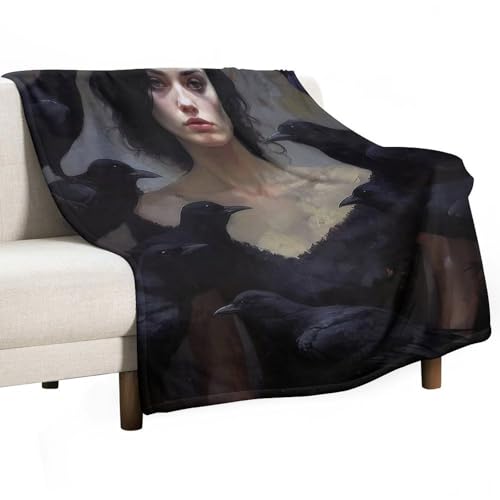 Crow Witch Painting Vintage Four Seasons Universal Sofa Blanket Bedroom Blanket Throw Blanket Blanket Soft Lightweight 130x150cm(50x60in) von Generisch