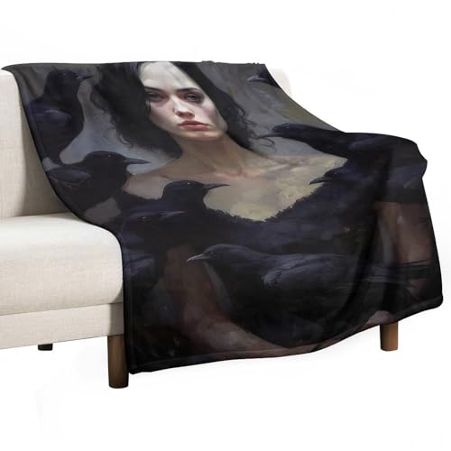 Crow Witch Painting Vintage Four Seasons Universal Sofa Blanket Bedroom Blanket Throw Blanket Blanket Soft Lightweight 130x175cm(50x70in) von Generisch