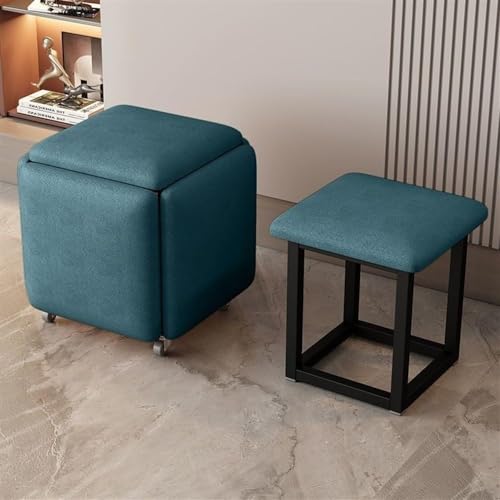 Cube Sitzhocker, 5 in 1 Stapelbarer Sofasessel mit Drehrollen, Nesting Ottomane, Beweglicher Fußhocker, Rollstuhl für Wohnzimmer oder Schlafzimmer von Generisch