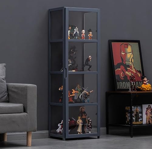 Curio Schrank mit Glastüren, Rahmen aus natürlichem Bambus, Doppeltür-Design für bequeme Aufbewahrung, sichere und gesunde Glasvitrine von Generisch