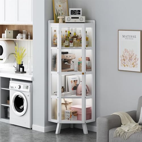 Curio Vitrine mit Türen, hohes Bücherregal, Aufbewahrungskoffer für Vitrinensammlungen, großes Glas-Bücherregal für Heimdekoration von Generisch