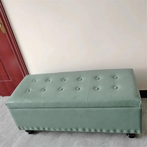 Cyan Sitzbank mit gepolstertem Sitz, multifunktionaler Schuhhocker und versteckter Aufbewahrungstruhe, perfekt für Eingangsbereich, Schlafzimmer und Wohnzimmer (40 x 40 x 42 cm) von Generisch