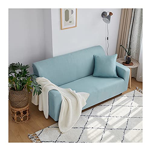 Cyan Stretch Sofabezug für 2 Sitzer - Rutschfester Polyester-Protektor passend für 145-185 cm, modernes einfarbiges Design für Heimdekoration, leicht zu reinigen und zu installieren von Generisch