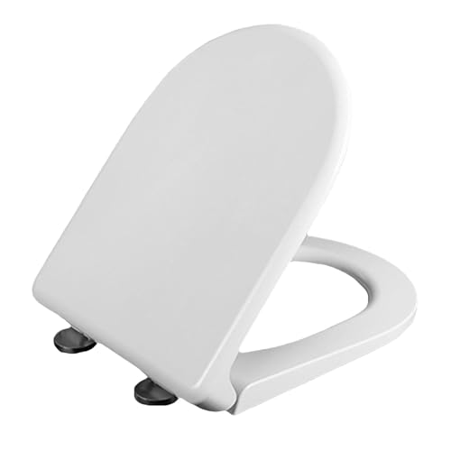D-förmiger WC-Sitz, Absenkautomatik, mit verstellbaren Scharnieren, Schnellverschluss und leicht zu reinigender Toilettensitz, fixiertes Design von Generisch