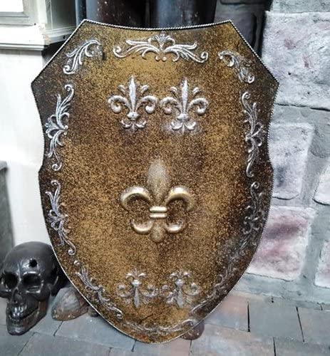 DEKO SCHILD FLEUR de LIS MITTELALTER STIL METALL RITTERRÜSTUNG RITTER von Generisch