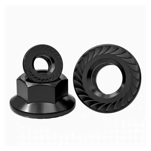 DIN6923 Sechskant-Flanschmutter aus schwarzem Zink, Blumenmutter, rutschfest, lose verwendbar, M3-M12(M3 (20Pcs)) von Generisch