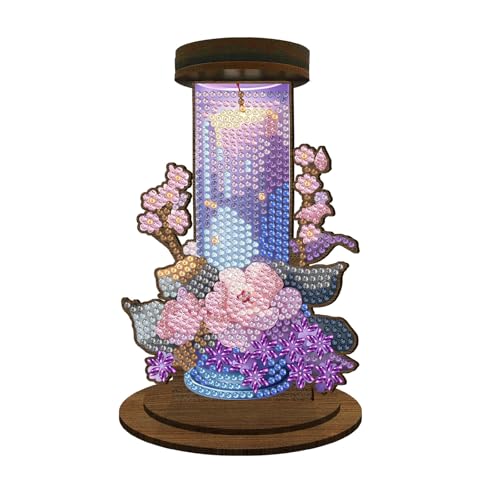 DIY Diamant-Kerzenhalter, Diamant-Kunstmalerei, Holz, Heimdekoration, Kerzenständer, Tischdekoration, Hochzeitsdekoration, Ornamente (doppelseitiges Bohren), violette Kerze von Generisch