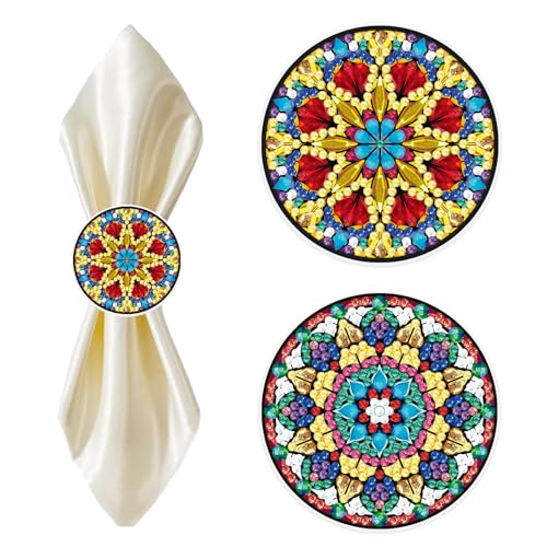 DIY Dot Diamant Serviettenring 2er Set, 5D Diamant Kunst Malerei Kreatives Design PET Tischdekoration Serviettenschnalle Serviettenring für Weihnachten Thanksgiving Hochzeit Abendessen DIY Dot Diamant Serviettenring 2er Set, 5D Diamant Kunst Malerei Kreatives Design PET Tischdekoration Serviettenschnalle Serviettenring für Weihnachten Thanksgiving Hochzeit Abendessen von Generisch