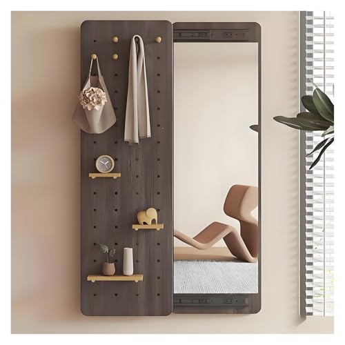 DIY Ganzkörperspiegel mit Garderobe, Push-Pull Eingangsspiegel, dunkles Kiefernholz, 120 x 40 cm, perfekt für Wohn- und Schlafzimmer-Dekoration DIY Ganzkörperspiegel mit Garderobe, Push-Pull Eingangsspiegel, dunkles Kiefernholz, 120 x 40 cm, perfekt für Wohn- und Schlafzimmer-Dekoration von Generisch