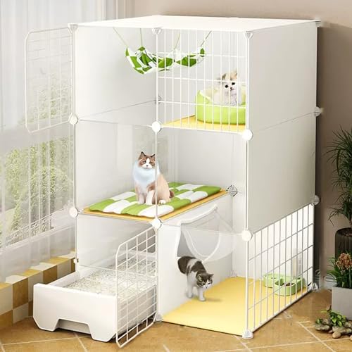 DIY Katzengehege mit Katzentoilette, Laufstall aus transparentem Panel, abnehmbare Leiter für Kätzchen und kleine Haustiere DIY Katzengehege mit Katzentoilette, Laufstall aus transparentem Panel, abnehmbare Leiter für Kätzchen und kleine Haustiere von Generisch
