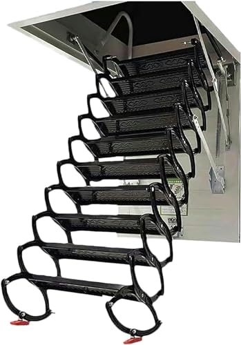 Dachbodenleiter, legierter Stahl, ausziehbare Dachbodentreppe mit Handlauf, ferngesteuertes zusammenklappbares Teleskop-Design für einfachen Zugang von Generisch