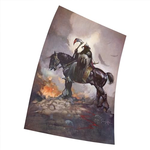 Death Dealer by Frank Frazetta Poster Viking On Horse Horseback Bloody Axe Gothic Poster Größe 11" x 17" Dekorative Rahmenloses Kunst Geschenk (28 x 43 cm) Leinwand Poster von Generisch