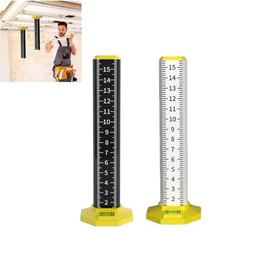 Decken- und Bodenfliesen-Höhenlineal, Doppelnutzungs-Messlineal mit magnetischer Basis, doppelseitige Skala, Decken-Nivellierlineal, Aluminiumlegierung, spezielles Lineal (2 Stück) von Generisch
