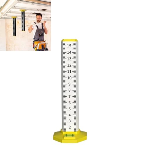 Decken- und Bodenfliesen-Höhenlineal, Doppelnutzungs-Messlineal mit magnetischer Basis, doppelseitige Skala, Decken-Nivellierlineal, Aluminiumlegierung, spezielles Lineal (weiß) von Generisch