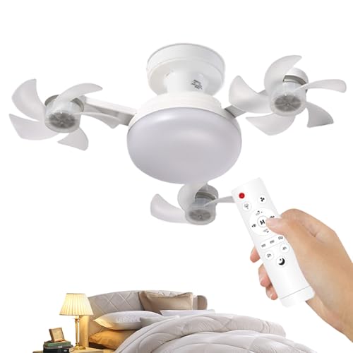 Deckenleuchte Mit Lüfter | E27 Fassung Einbau Deckenventilator | Dimmbare Lichtquelle, Leise Kühlung Für Garten Terrasse von Generisch