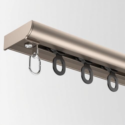 Deckenmontage Gardinenschiene Aluminium Raumteiler Curtain Rail mit Geräuschloses Flaschenzugsystem Curtain Rail für Wohnzimmer Schlafzimmer Erkerfenster Einfach Zu Installierende(Gold,4.0 M) von Generisch
