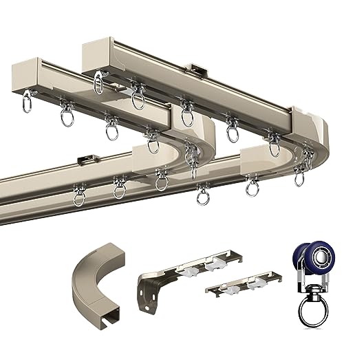 Deckenmontierte Vorhangschiene für gerade und Erkerfenster, flexibles Raumteilersystem, verstellbare Wand- oder Deckenvorhangschiene, einfach zu verlängern oder zu schneiden Deckenmontierte Vorhangschiene für gerade und Erkerfenster, flexibles Raumteilersystem, verstellbare Wand- oder Deckenvorhangschiene, einfach zu verlängern oder zu schneiden von Generisch