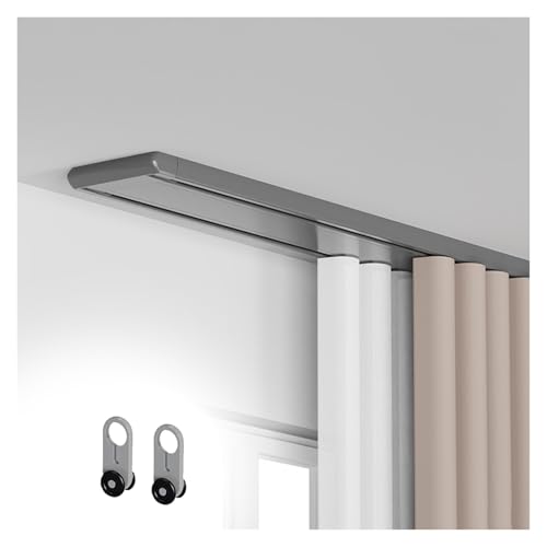 Deckenmontierter zweireihiger Aluminium-Vorhangschiene, leiser Schiebevorhang für Raumteiler, ideal für Schlafzimmer, Wohnzimmer, Hotel, Wohnmobile, Grau, 70 cm von Generisch
