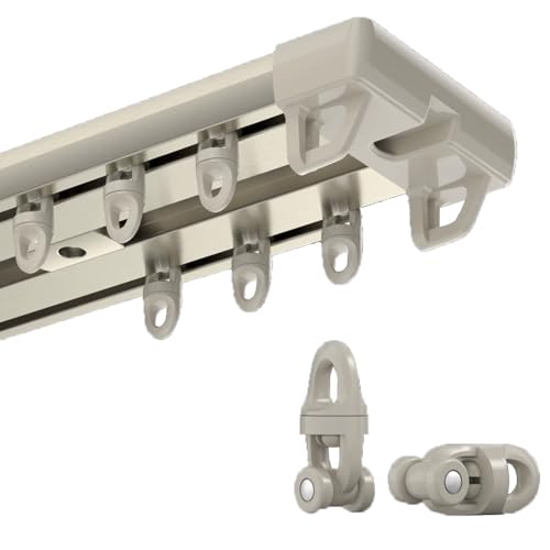 Deckenschiene Für Vorhänge, Doppelte Vorhangschiene, An Der Decke Montierte Aluminium Gardinenstange Für Raumteiler(Gold,290cm/114.2in) von Generisch