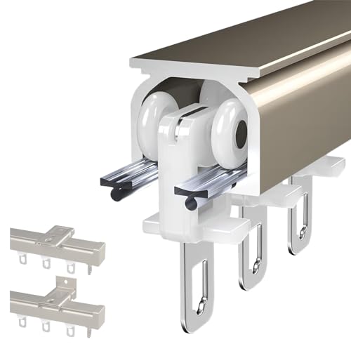 Deckenvorhangschiene 1-läufig Aluminium Vorhangschienensystem mit Rostschutz ideal für Wohnzimmer Schlafzimmer Dusche Sichtschutz Trennwand verstellbar 50-600cm von Generisch