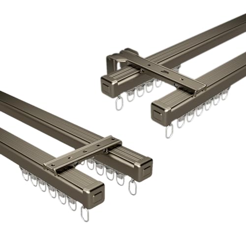 Deckenvorhangschiene Doppelgleitschienen für Raumteiler Privatsphäre Wohnzimmer Aluminium Silent Track Deckenvorhangschiene Doppelgleitschienen für Raumteiler Privatsphäre Wohnzimmer Aluminium Silent Track von Generisch