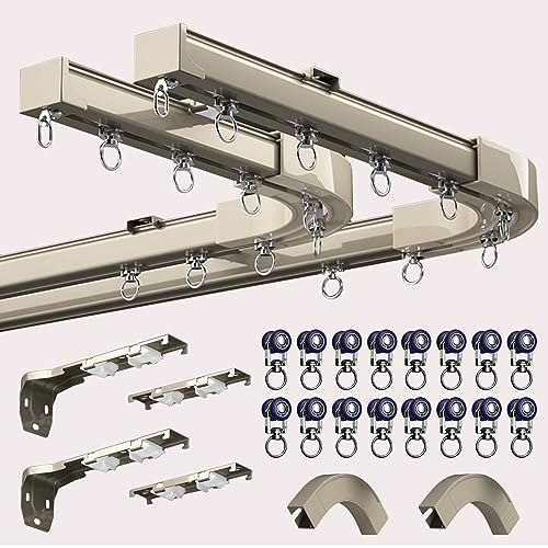 Deckenvorhangschiene für Erkerfenster mit robusten Rollen und Eckverbindern, ideal zum Aufhängen von Schatten, Gardinen und Paneelvorhängen Deckenvorhangschiene für Erkerfenster mit robusten Rollen und Eckverbindern, ideal zum Aufhängen von Schatten, Gardinen und Paneelvorhängen von Generisch