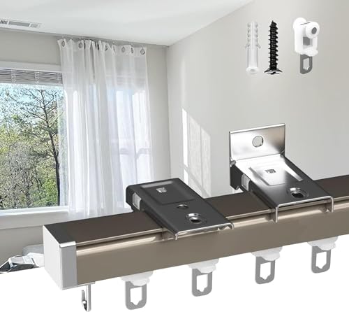 Deckenvorhangschiene für Vorhänge Schwarz & Weiß Outdoor Vorhangschiene Raumteiler Stange Top/Seitenmontage Schiebegardine Schienensystem für Zuhause & Camping von Generisch