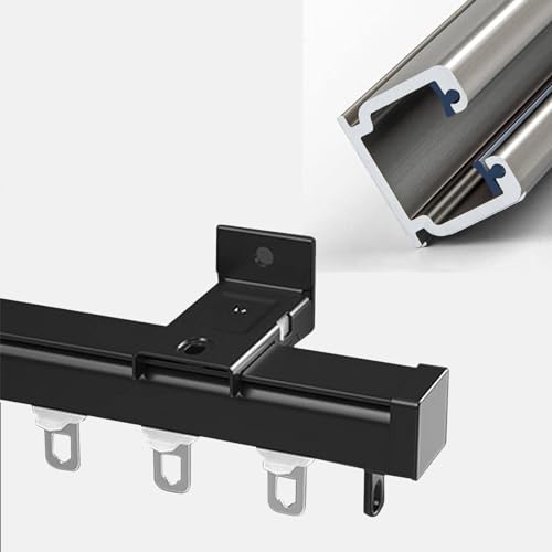 Deckenvorhangschienen-Set für Raumteiler, stumm und flexibel, Wand-/Deckenhalterung, strapazierfähig, für Vorhänge im Badezimmer, Terrasse, Schlafzimmer, Krankenhaus, Wohnmobil, 600 cm, Schwarz Deckenvorhangschienen-Set für Raumteiler, stumm und flexibel, Wand-/Deckenhalterung, strapazierfähig, für Vorhänge im Badezimmer, Terrasse, Schlafzimmer, Krankenhaus, Wohnmobil, 600 cm, Schwarz von Generisch
