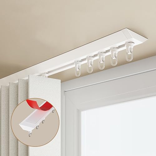 Deckenvorhangstange Selbstklebend Ohne Bohren Installation Stabiles Platzsparendes Design für Wohnzimmer Schlafzimmer Duschtrennwand von Generisch
