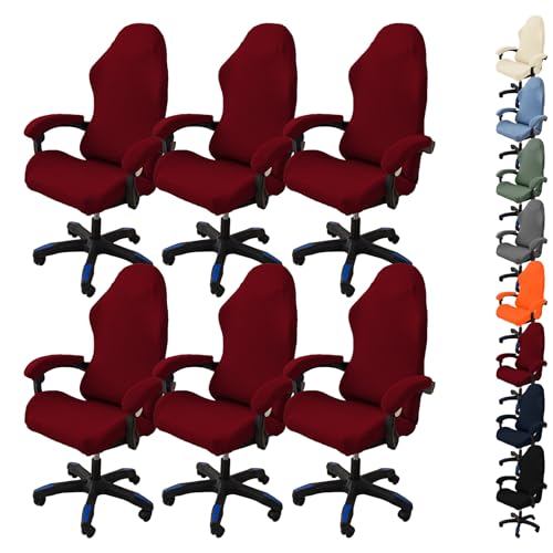 Dehnbare Gaming-Stuhlhussen, elastisch, mit Armlehnen, drehbarer Schreibtischstuhlschutz für Zuhause und Büro, Premium-Qualität und einfache Passform, 6 Stück von Generisch