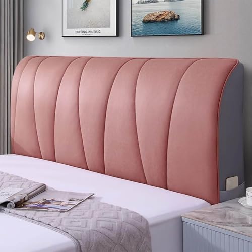 Dehnbarer Kopfteilbezug für Doppelbett – dicker Lederstoff-Schonbezug, staubdicht und All-Inclusive-Schutz, Schlafzimmer Makeover unverzichtbar (Rosa, 120 x 60 cm) von Generisch
