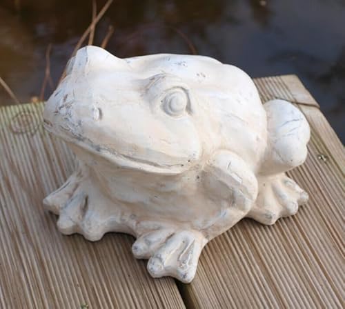 Deko Figur Frosch 18x15x12cm aus Ton Kröte Teichfrosch Zeitlose Gartendeko Skulptur Gartenfigur nostalgischer Landhausstil von Generisch