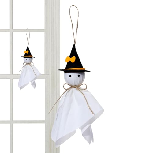 Deko | Niedlicher Geist mit Hut Halloween Dekoration | Partyzubehör Dekoartikel Für Wohnwand Garten Terrasse Zweige Fenster Vorgarten Gruselhaus von Generisch