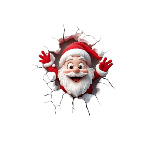 Deko Weihnachten Weihnachts Aufkleber Fensterbilder Winter Weihnachtsmann durch die Wand Das Badezimmer Das Schlafzimmer Die Toilette Das Zuhause Die Wand Der Selbstaufkleber Helm von Generisch