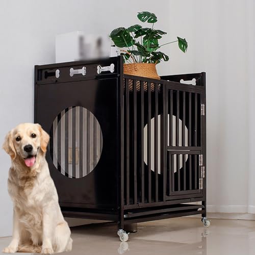 Dekorative Hundebox & Ablagetisch - Stilvoller Holz Haustierhaus Beistelltisch für Hunde - Moderner Möbelstil Haustierkiste mit Tablett von Generisch