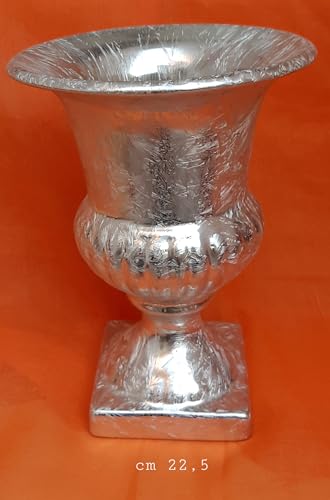 Dekorative Vase aus silbernem Terrakotta, klassisches Design, 22,5 cm von Generisch